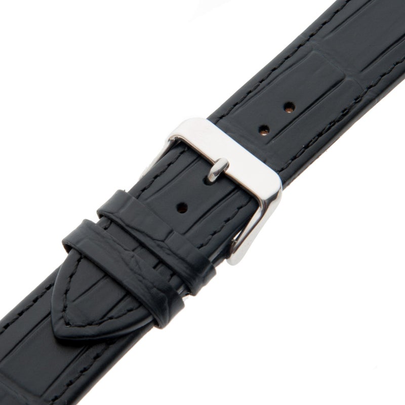 Gilden Unisex 16-30mm Gator-Grain Flat Stitched Leather Watch Strap F30-0118 (18 millimeter end width, Black) - Image 2